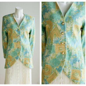 Vintage Colourful Turquoise Yellow Blazer